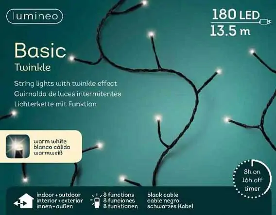 Novogodišnje lampice za spoljnu i unutrašnju upotrebu 13.5m 180 LED LUMINEO