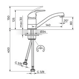 Rosan baterija za sudoperu J381081 140mm King