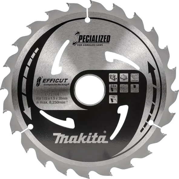 Makita list testere za drvo za aku cirkulare 185x30x24z EFFICUT E-12164