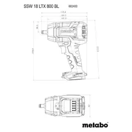 Metabo akumulatorski udarni odvijač SSW 18 LTX 800 BL