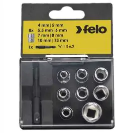 Felo set nasadnih nastavaka sa adapterom 1/4" 9kom