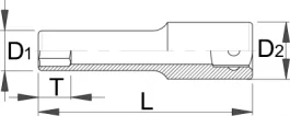 Ključ nasadni dugi, prihvat 3/8" 238/1L6p 8mm UNIOR