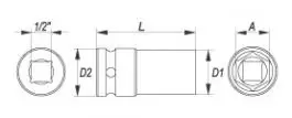 Ključ nasadni 1/2" 6ug-17 imp. YATO