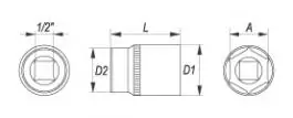 Ključ  nasadni 1/2" 6ug-10 YATO