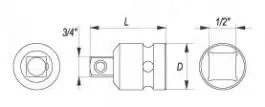 Adapter impact 1/2” - 3/4” YATO