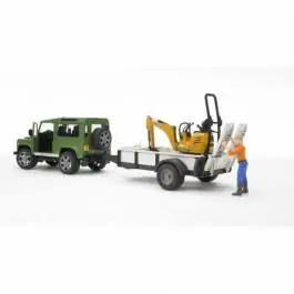 Džip Land Rover sa prikolicom i JCB mini bagerom i figurom BRUDER