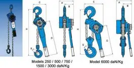 Lančana dizalica 0.25 tona sa polugom Tractel Francuska